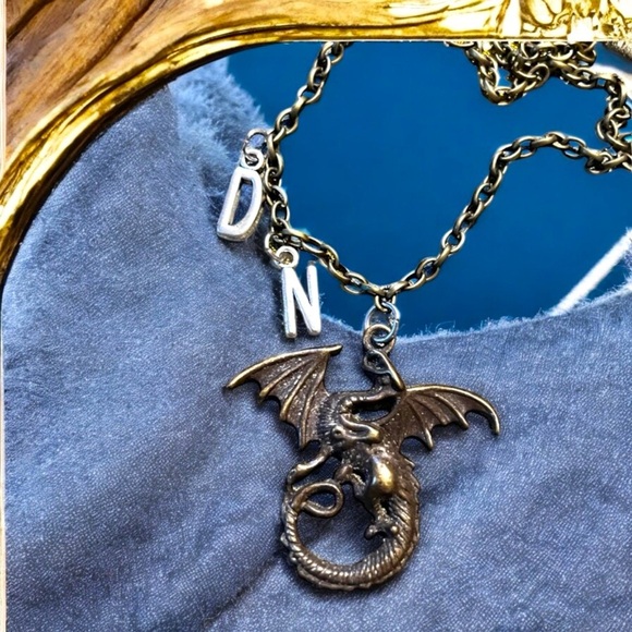 Silver and bronze toned Dungeons and Dragons Pendant Necklace Unique DND 19”long - Picture 1 of 13